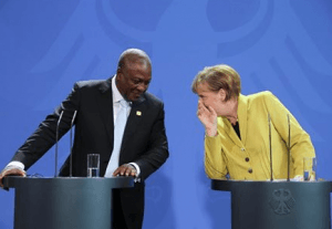 Ghanaian president Mahama and German Chancellor Merkel.