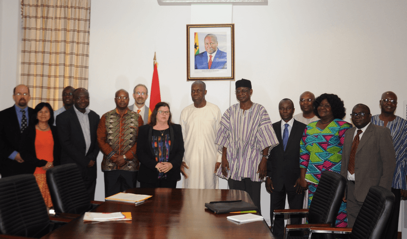 Vice President Amissah-Arthur in a group photograph with the delegation