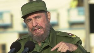 HAVANA  - MAY 14: Cuban President Fidel Castro gives a speech in front of the U.S. Interest Section May 14, 2004 in Havana. Castro led a massive protest march against new U.S. moves aimed at speeding the end of his communist rule, and raised the prospect of a feared U.S. invasion. (Photo by Jorge Rey/Getty Images)