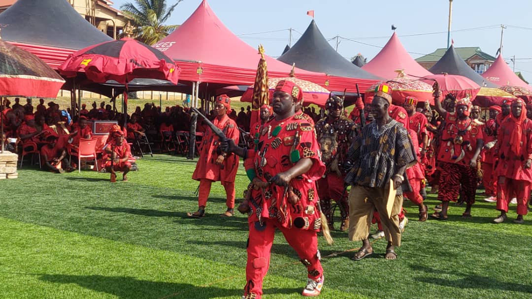 Traditional warriors display artistry to pay homage to Tema Paramount Chief