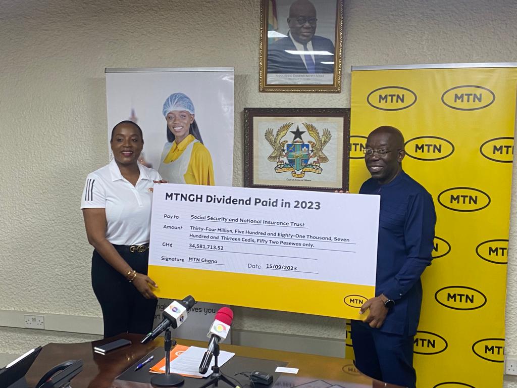 MTN Ghana pays dividend of over GH¢34m to SSNIT 